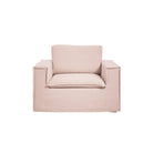 Luca Fåtölj Blush. Fåtölj i rosa linne med stilren design och avtagbar klädsel.