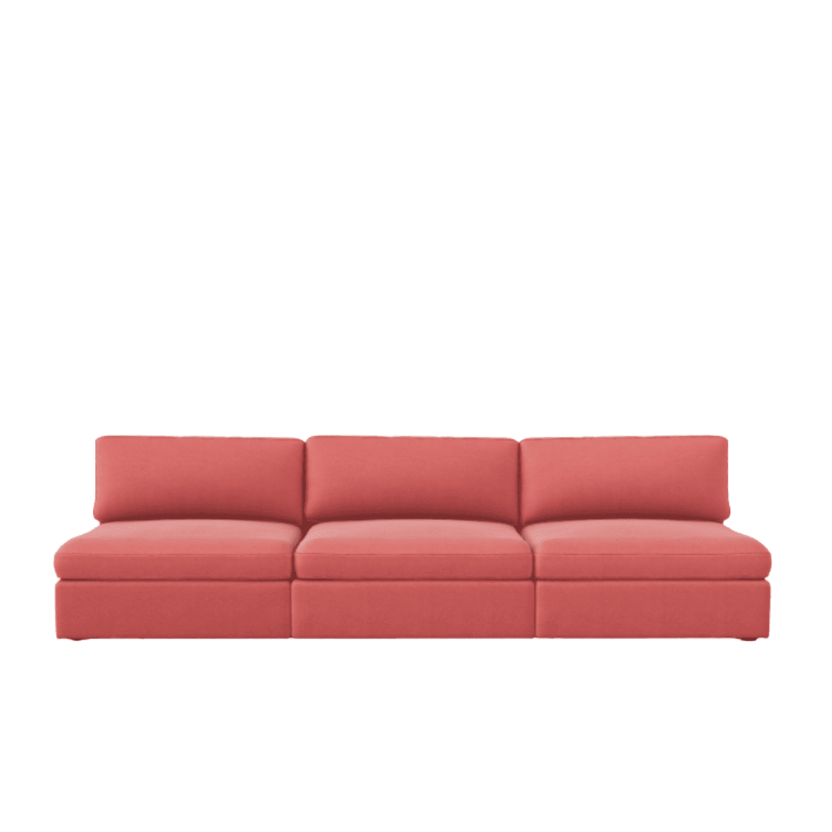 Lucie Grande 3-Sitssoffa (utan armstöd) Coral. Lucie är en djup och rymlig modulsoffa i korallröd chenille.