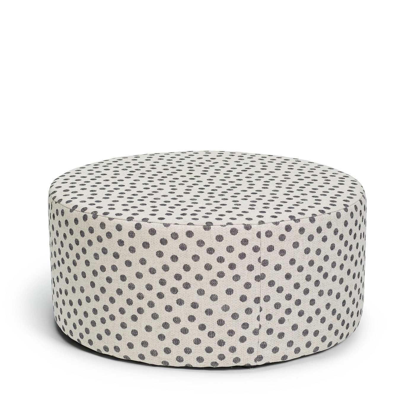 Blanca rund fotpall puff sittpuff prickig prickar linne Melimeli
