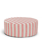Randig sittpuff i röd och beige linne