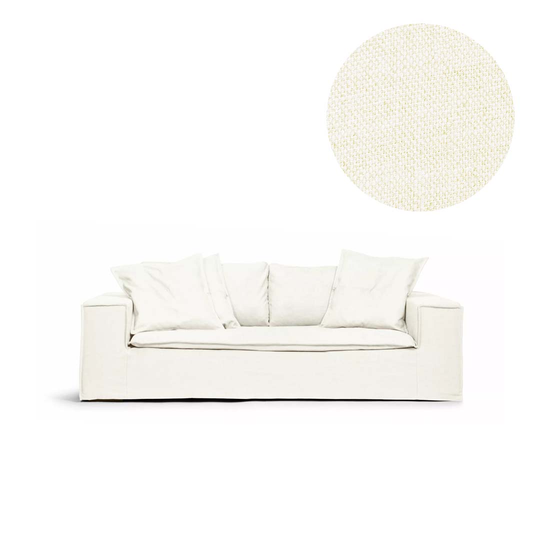 Klädsel i vit linne för Luca 2-Sitssoffa från Melimeli