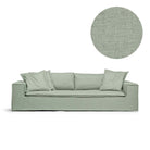 Klädsel i grön linne för Luca 3-Sitssoffa från Melimeli