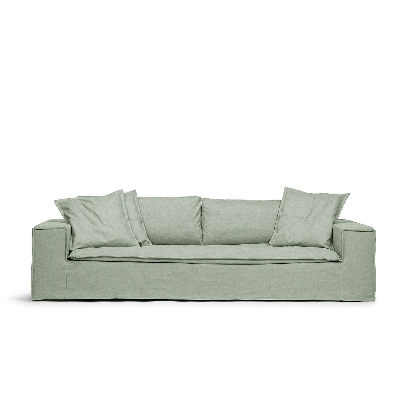 Luca Grande 3-Sitssoffa Pistage är en grön linnesoffa från MELIMELI