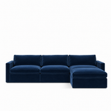 Lucie Grande 3-Seat Sofa (With Ottoman) Deep Blue
