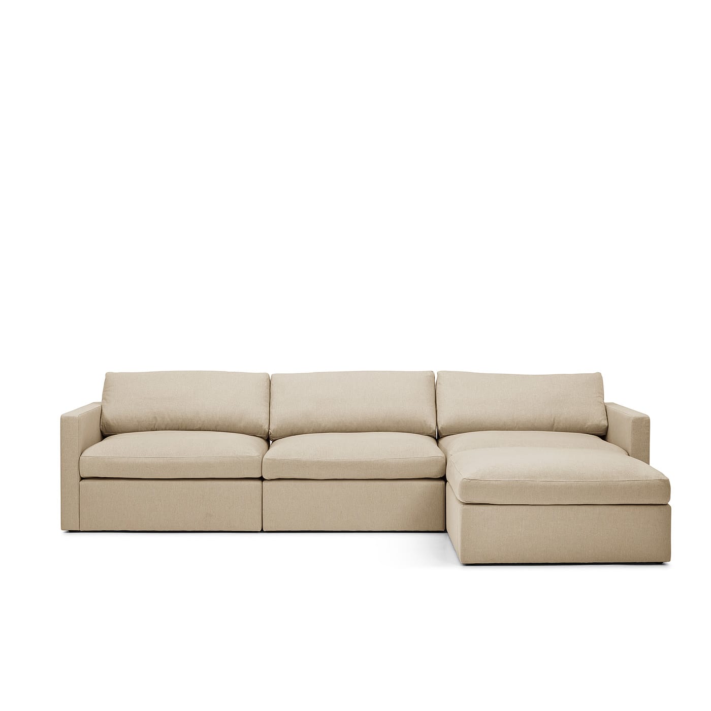 Lucie Grande 3-Sitssoffa (med fotpall) Khaki är en modulsoffa i beige linne från Melimeli