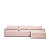 Lucie Grande 3-Seat Sofa (With Ottoman) Blush