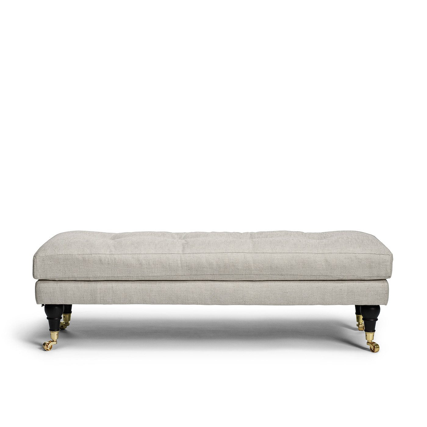 Ester sittbänk off white ljusgrå beige bänk hjul mässing