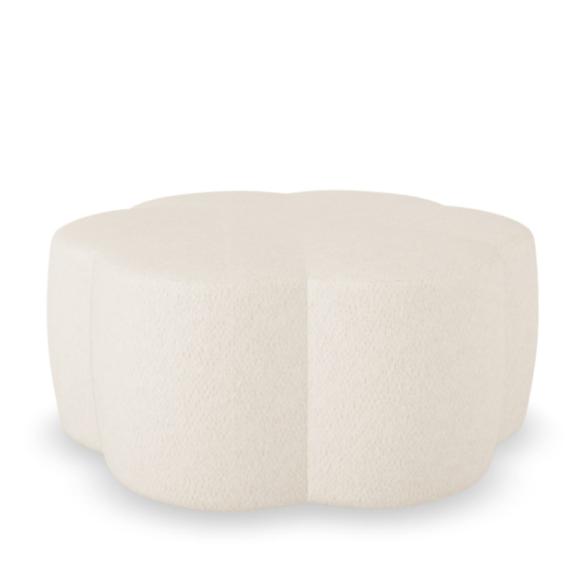 Flora Fotpall Eggshell. Flora i äggskalsvit bouclé tillhör vår härliga serie fotpallar inspirerad av blommor.